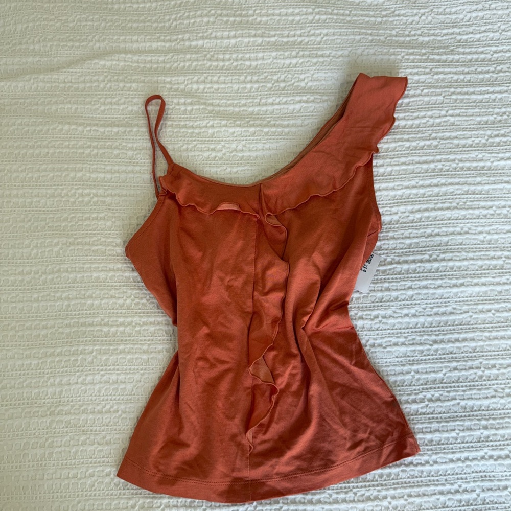 The Limited One-Shoulder Ruffle Camisole - Rust/Orange